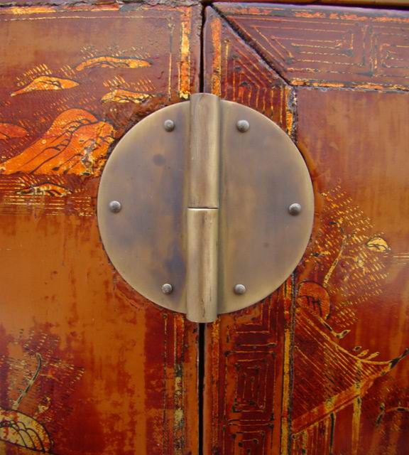 描金二門柜|Red &gilt small cabinet