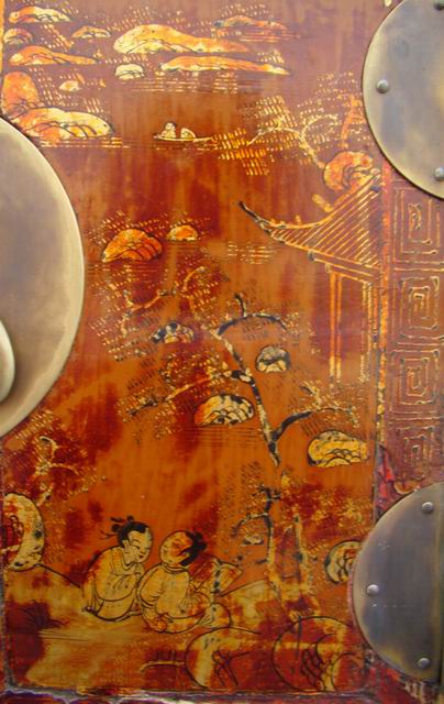 描金二門柜|Red &gilt small cabinet