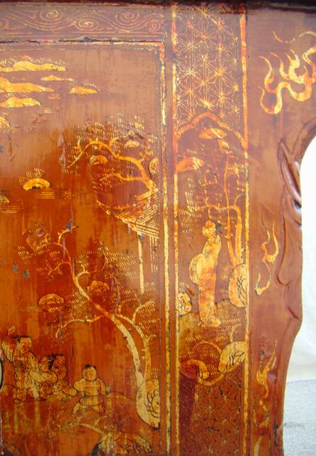 描金二門柜|Red &gilt small cabinet