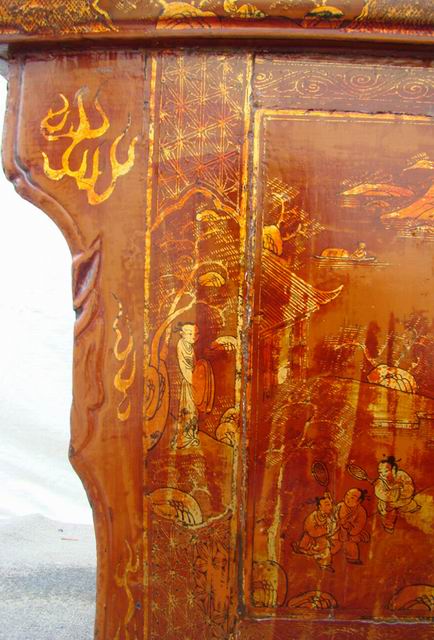 描金二門柜|Red &gilt small cabinet