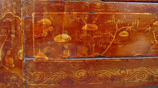 描金二門柜|Red &gilt small cabinet