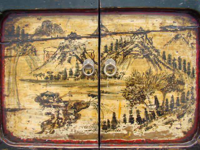 三抽六門描彩柜|Color-painted low cabinet