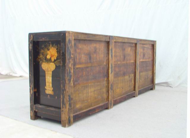 三抽六門描彩柜|Color-painted low cabinet