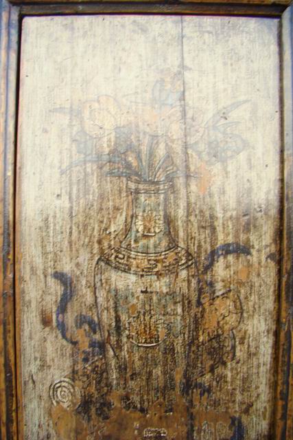 描彩四門連體柜|painted cabinet
