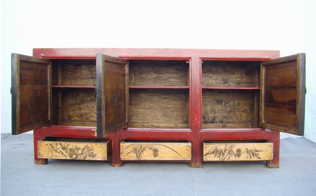 三抽三門描彩柜|Color-painted low cabinet