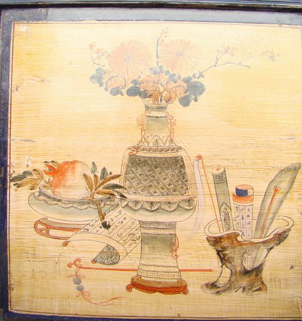 三抽三門描彩柜|Color-painted low cabinet