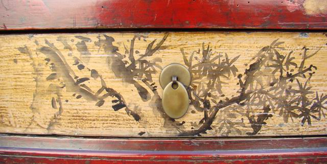 三抽三門描彩柜|Color-painted low cabinet