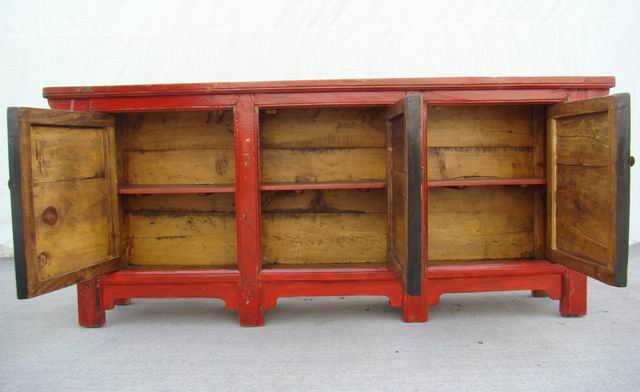 三門描彩柜|Color-painted low cabinet