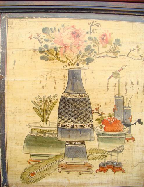 三門描彩柜|Color-painted low cabinet