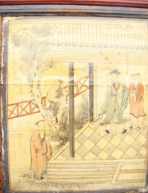 三門描彩柜|Color-painted low cabinet