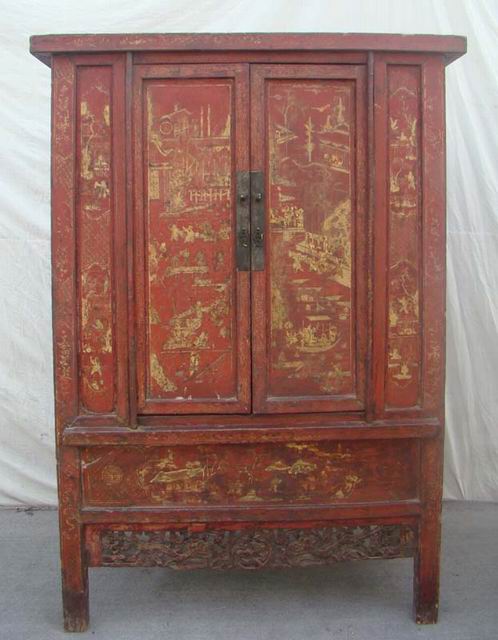 紅描金大柜|Red & gilt big cabinet