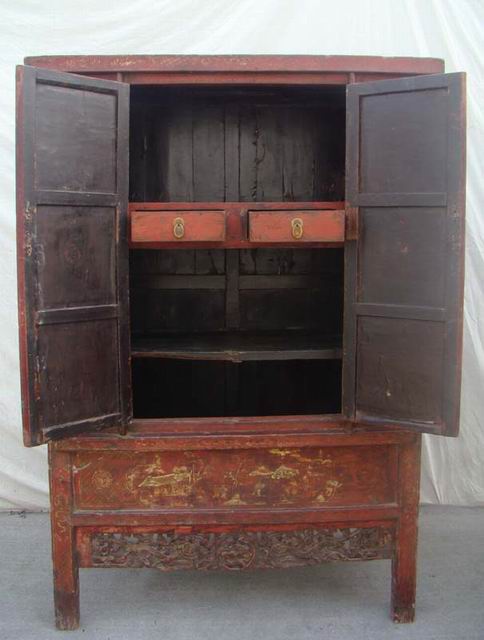 紅描金大柜|Red & gilt big cabinet