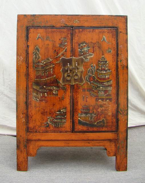 黃描彩小柜|painted small cabinet