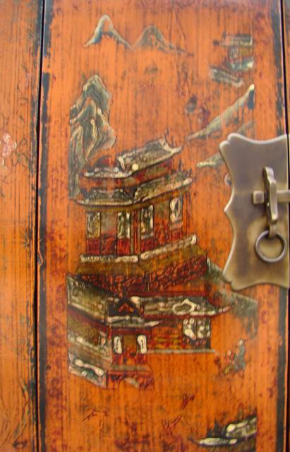 黃描彩小柜|painted small cabinet