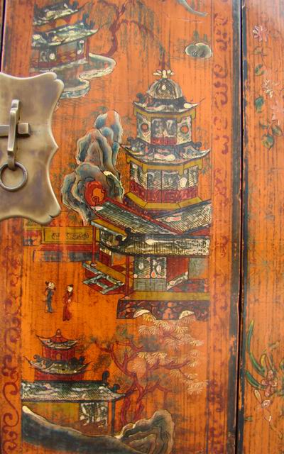 黃描彩小柜|painted small cabinet