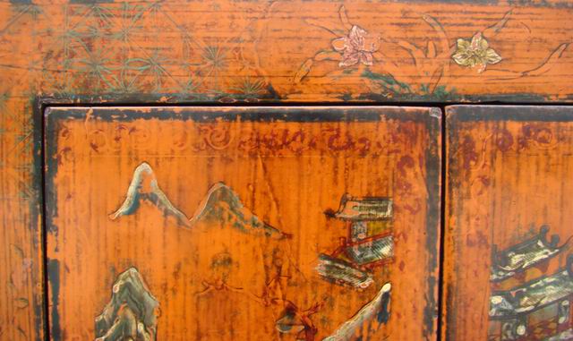 黃描彩小柜|painted small cabinet