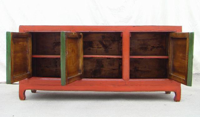 描彩三門連柜|painted cabinet