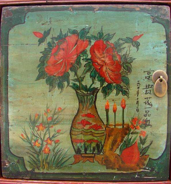 描彩三門連柜|painted cabinet
