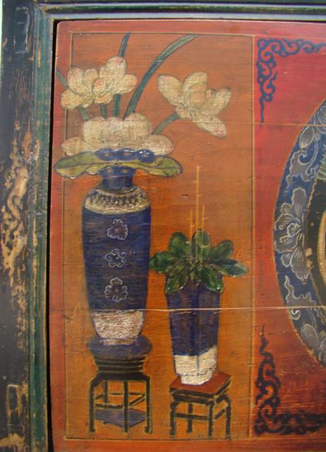 描彩二門柜|painted small cabinet