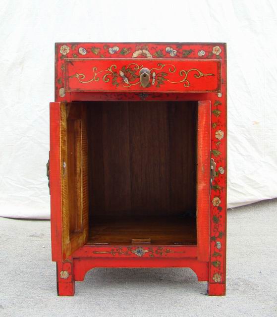 紅描彩小柜|painted small cabinet