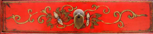 紅描彩小柜|painted small cabinet