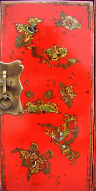 紅描彩小柜|painted small cabinet