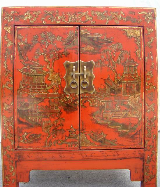 紅描金小柜|gold gilt cabinet