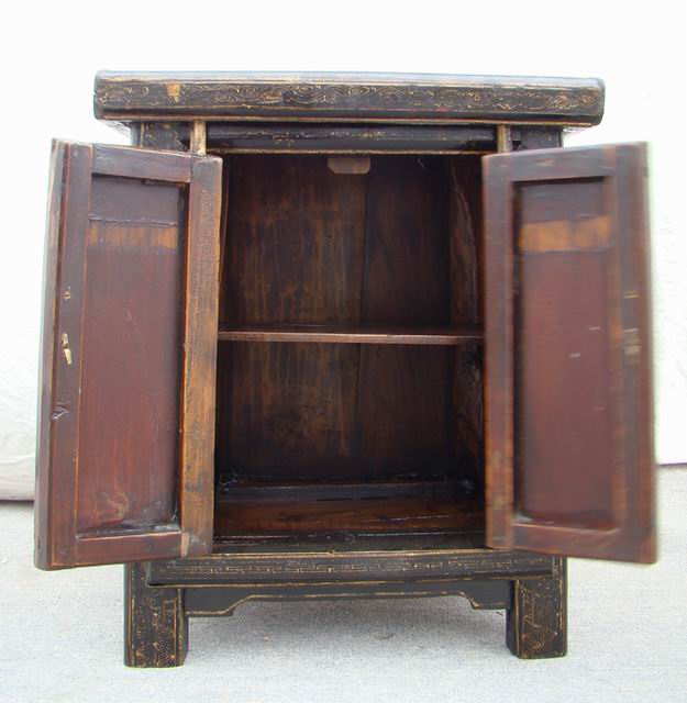黑描金小柜|gold gilt cabinet