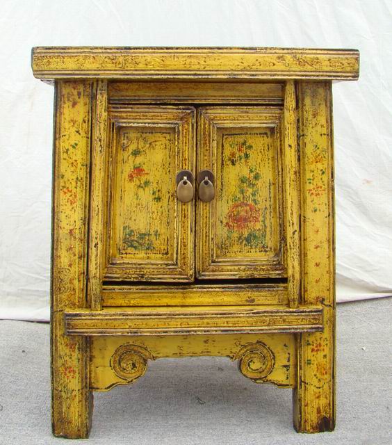 黃描彩小柜|painted small cabinet