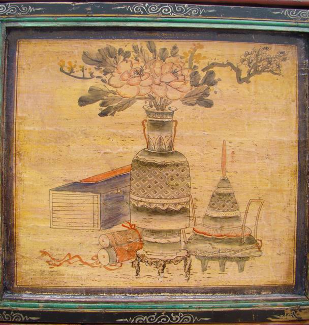 描彩三抽三門柜|Color-painted low cabinet
