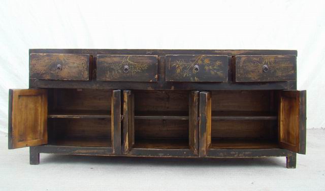四抽六門描彩柜|Color-painted low cabinet