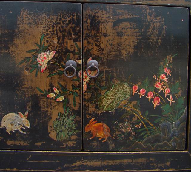 四抽六門描彩柜|Color-painted low cabinet