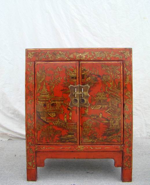 紅描金小柜|gold gilt small cabinet