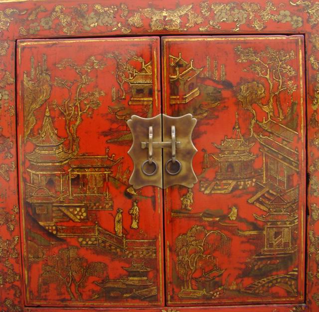 紅描金小柜|gold gilt small cabinet