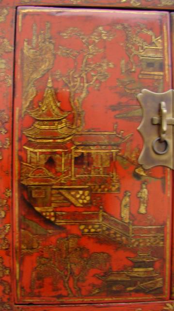 紅描金小柜|gold gilt small cabinet