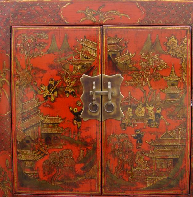 紅描金小柜|gold gilt small cabinet