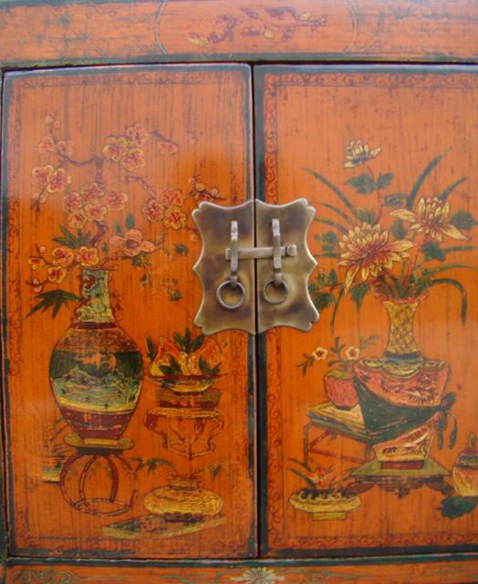 黃描彩小柜工廠剩一件|painted small cabinet