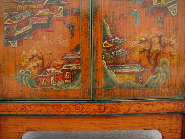 描彩二門柜|Color-painted twin cabinet